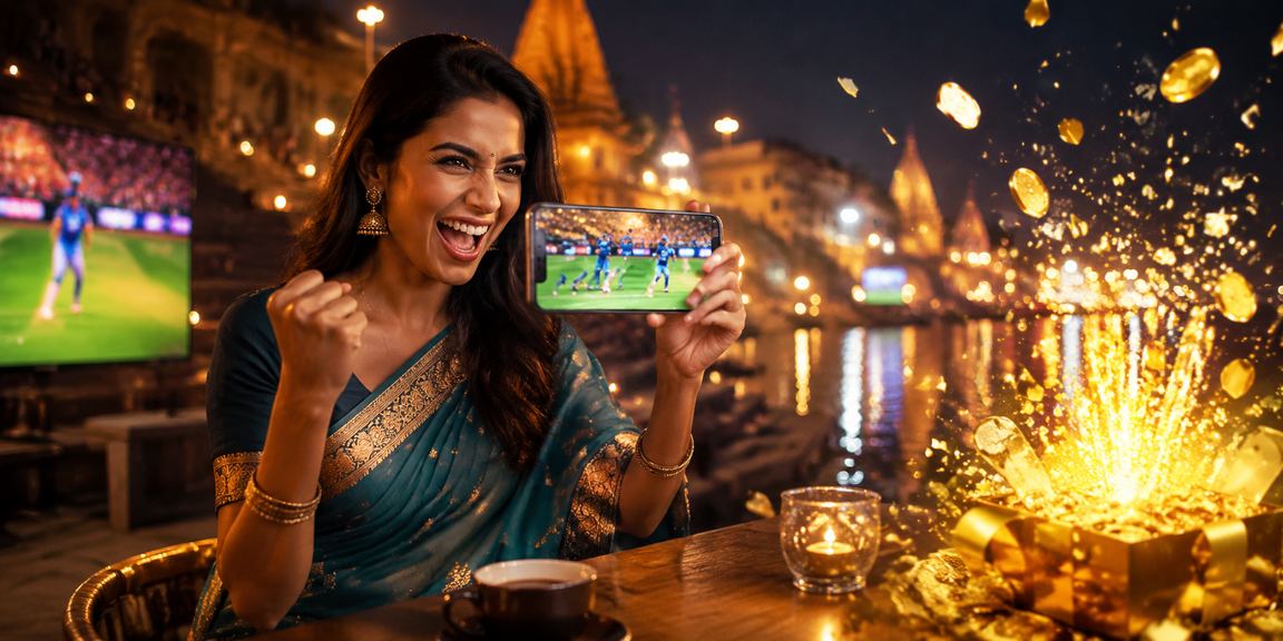 Player using mobile UPI payment near Varanasi ghats